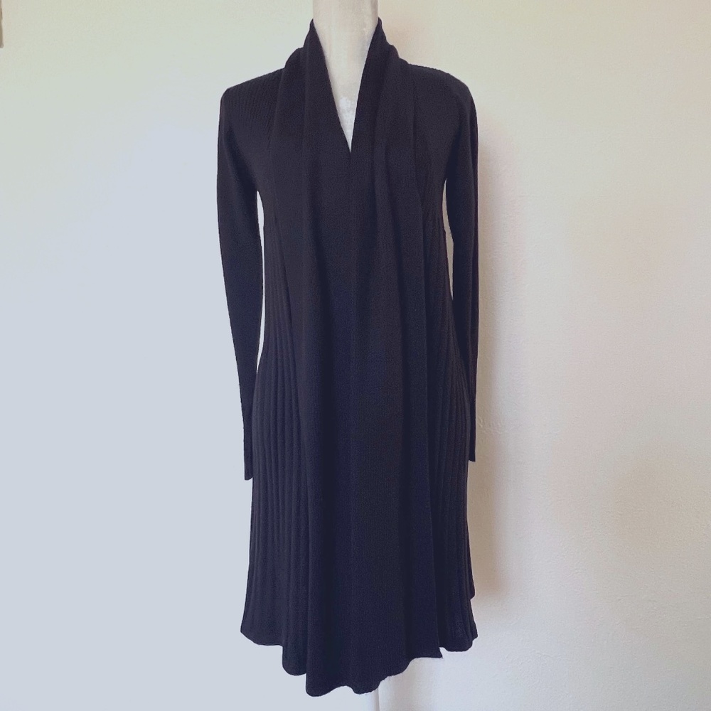 Ribbed Maxi Cardigan with Shawl Collar